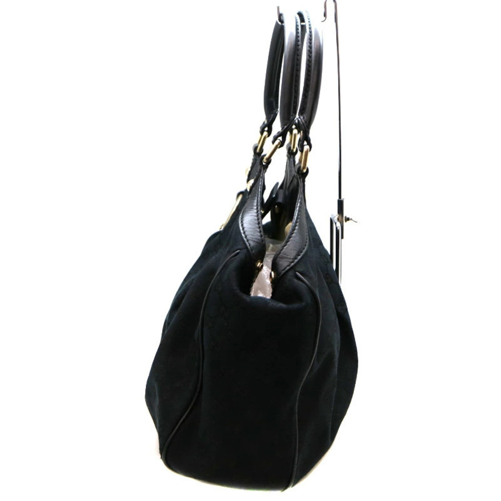 GUCCI Tote Bag Handbag Leather Canvas Black - Picture 3 of 6